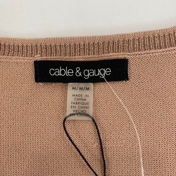 NWT Cable & Gauge Women's Medium V Neck Sweater Metallic Petal Pink Powder Pink - Picture 8 of 15